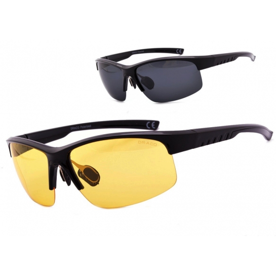 Okulary z dwoma soczewkami polaryzacyjnymi czarna i żółta - drs-55c1